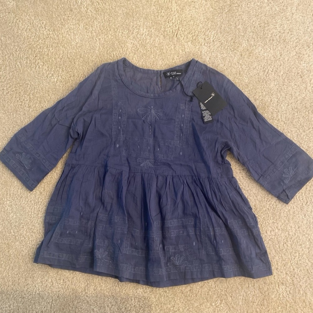Isabel Marant Navy Embroidered Blouse